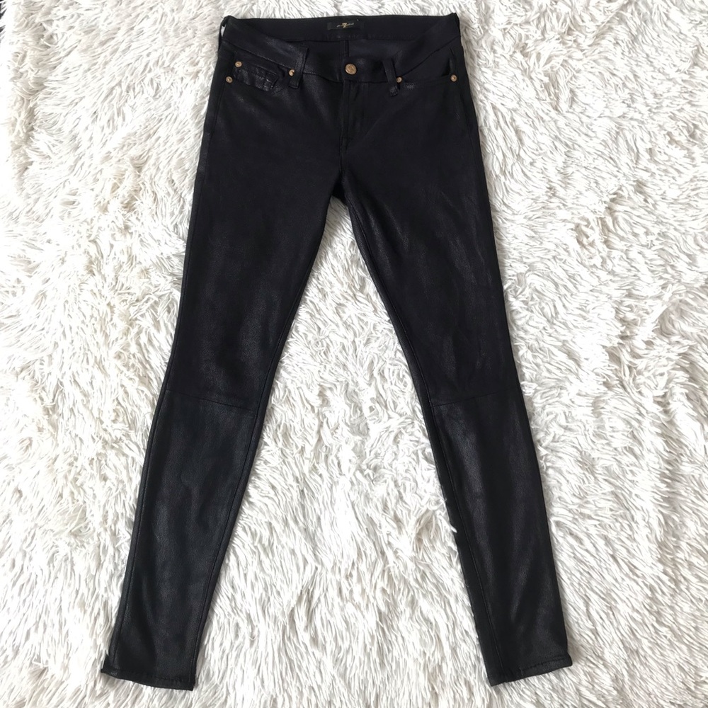7 For All Mankind Crackle Leather Skinny Jean - Picture 4 of 8